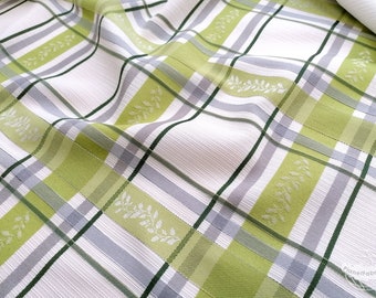 fabric by the meter jacquard pattern |  checked country chique apple green white | high-quality textile for home textiles and curtains
