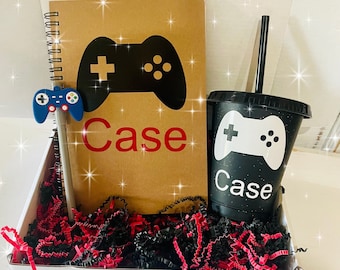 Personalized Boys Gaming Journal & Tumbler Gift Set, Video Gamer Gift, Personalized Present, Birthday Gift Set, Boy Gift, Gamer Gift Set