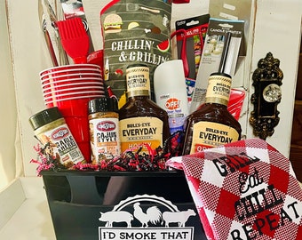 BBQ Gift Basket, Fathers Day Gift, Gift For Dad, Gift for Bonus Dad, Mens Birthday Gift, Housewarming Gift, Gifts for Him, Grilling Gift Set