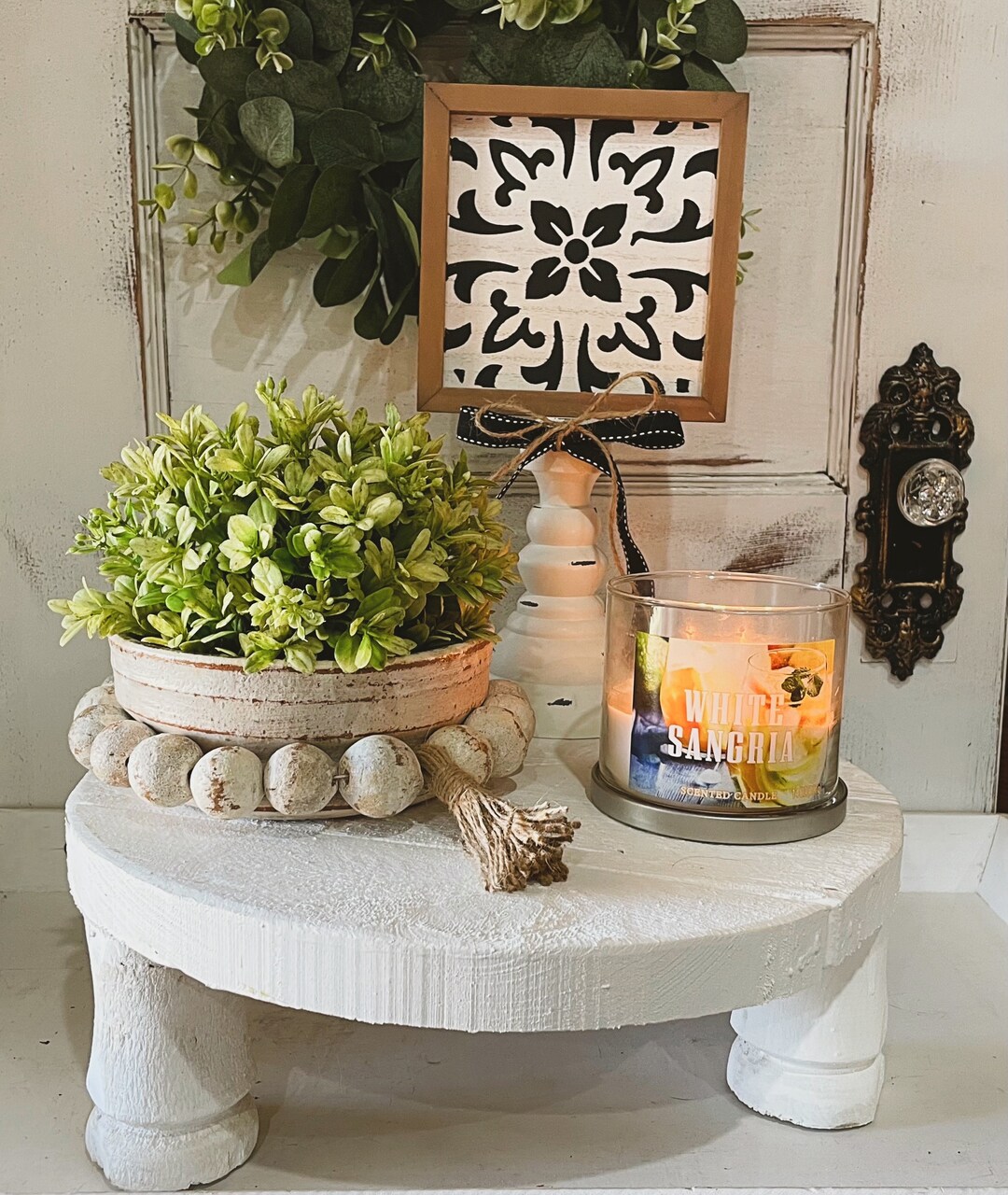 Round Wood Riser, Farmhouse Rustic Round Wood Tray, Display Stand, Cake