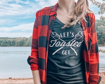 Bachelorette Party Shirt, Let's Get Toasted Shirts Camp Fire Theme Shirt, Glamping Troop Bach Trip, Mountain theme, Wild and Free, Cabin tee