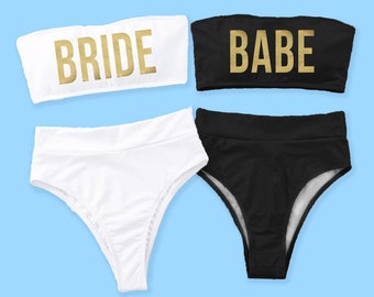 Bachelorette Swimsuits Bachelorette Tube Top Bikini. Bride Bikini. Babe Swimsuit Cheeky High Waisted Bikini Swim Set. Honeymoon Bikini