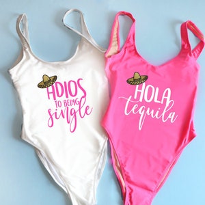 Bachelorette Swimsuits Bachelorette Bathing Suits. Hola Tequila Bride Swim Suit. Adios Swimsuit Cancun Bachelorette Retro cut bathingsuit