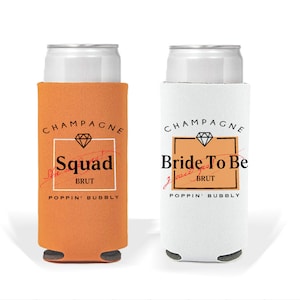 Bachelorette Slim Can Holder . Reusable Can Cooler. Champagne Theme Bachelorette Party Add On Bride&#39;s Babes Bachelorette