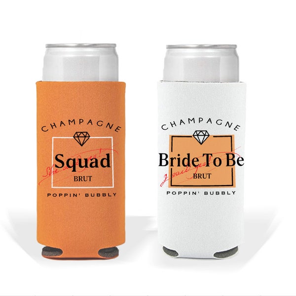 Bachelorette Slim Can Holder . Reusable Can Cooler. Champagne Theme Bachelorette Party Add On Bride's Babes Bachelorette