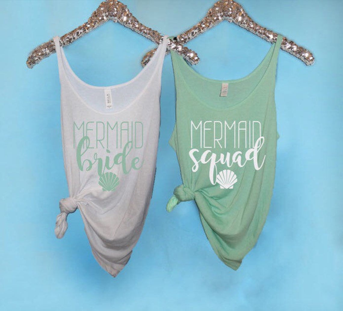 Bachelorette Party Shirts Mermaid Bride Slouchy Tank Mermaid | Etsy