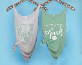 Bachelorette Party Shirts, Mermaid Bride Slouchy Tank Mermaid Squad Slouchy Tank Bach Bash Tanks