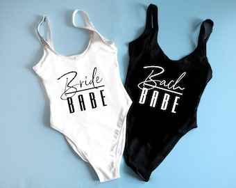 Bachelorette Swimsuits Bachelorette Bathing Suits. Bride Swim Suit. Bride's Bach Babes Swimsuit Bachelorette Pool Party. Retro cut One Piece