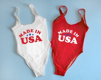 Fourth of July Swimsuits Memorial Day Bathing Suits. Made in USA Swim Suit. American Pride Swimsuit. Beach Bach. Retro cut bathingsuit