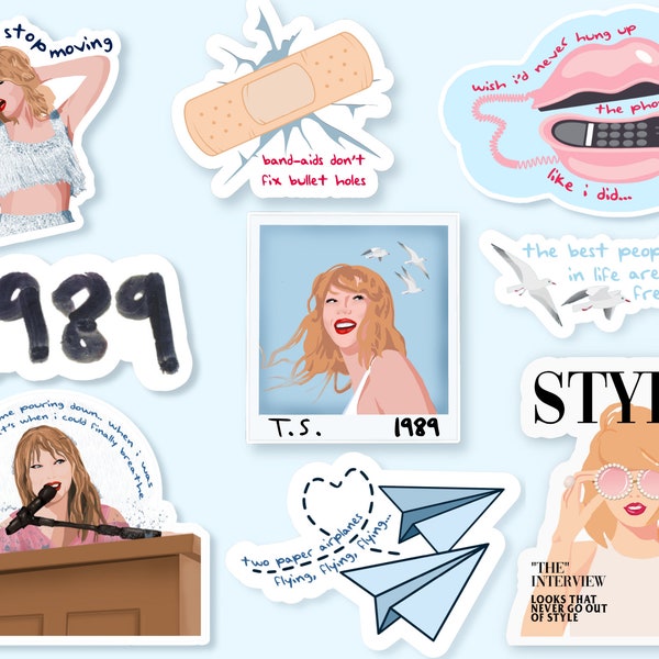 1989 Swiftie's Version Stickers. Polaroid. Seagull. Lyrics. Famous Singer Fan Art. Vinyl Sticker. Stocking Stuffers. Eras Sticker Pack