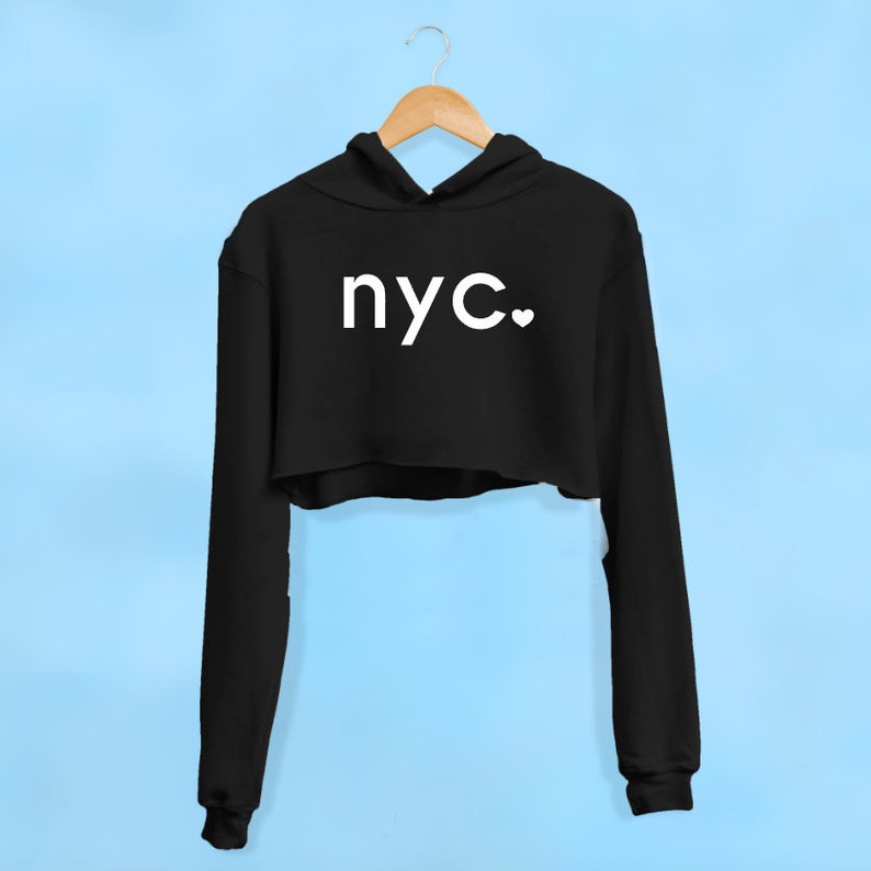 NYC Cropped Hoodie Fashionable work out clothing Gym Crop Top I love new york cropped Sweatshirt NYC Babe workout Blogger Cropped Hoodie