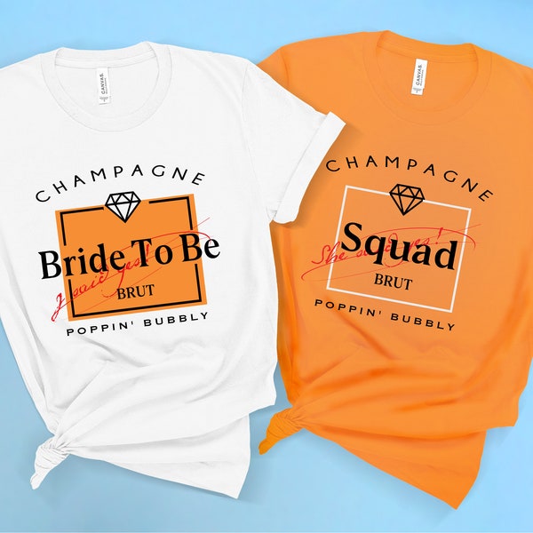 Bachelorette Party Shirts. Champagne Label Inspired Bachelorette Shirt. Bride Shirt. Engagement Ring Shirt Bach Bash. Orange Marmalade Tee