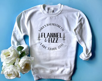 Fall Sweatshirt, Flannel and Fizz Customizable Sweatshirt UNISEX, Bachelorette Sweatshirt Wedding, Bachelorette Party  Flannel Fling