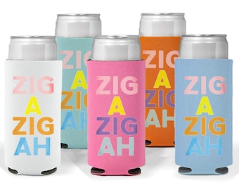 Bachelorette Slim Can Holder . Reusable Can Cooler. 90s Party Theme Bachelorette Party Add On Zig A Zig Ah Can Cooler Bride Party Essentials