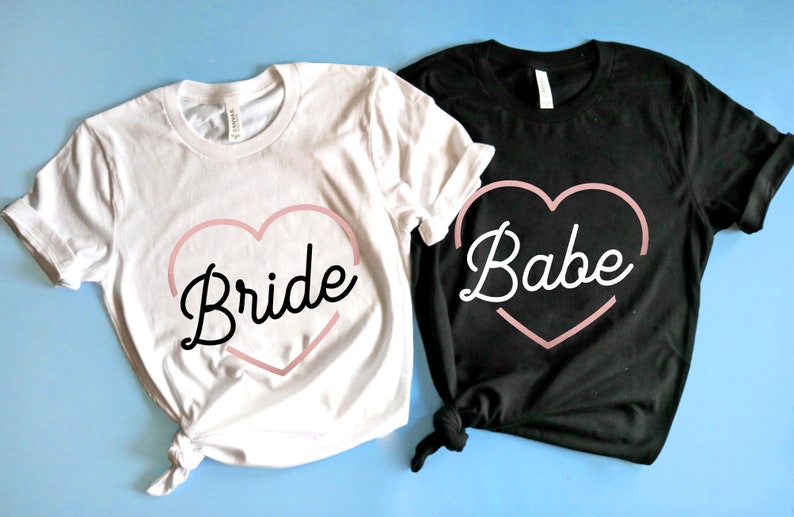 Bachelorette Party Shirts. Bride's Babes Shirts. Unisex Crew neck Tees. Rose Gold bachelorette Shirts. I Do Crew Shirts. Babe of Honor Shirt image 1