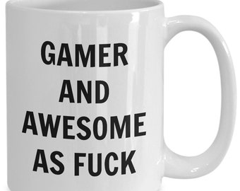Gamer mug - gamer and awesome af - gamer coffee mug - video game gift - funny gamer gift