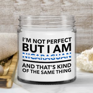 Nicaraguan gifts - soy candle wax jar vanilla - nicaraguan flag letters candle - nicaragua candle