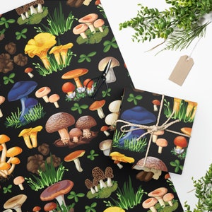 Mushroom Wrapping Paper - Cottagecore Wrapping paper - Mushroom Xmas Wrapping paper - Cottagegore gift wrapping paper image 3