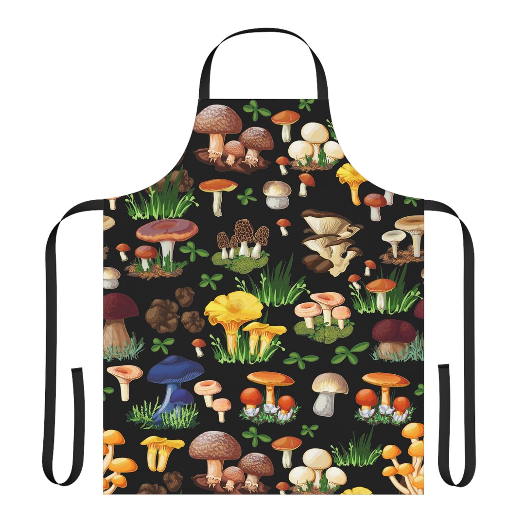 Mushroom Apron Mushroom Kitchen Apron Cottagecore Apron Witchy Apron