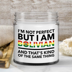 Bolivia gifts - soy candle wax jar vanilla - bolivia flag letters candle - bolivian candle
