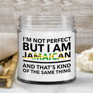 Jamaican gifts - soy candle wax jar vanilla - jamaican flag letters candle - jamaica candle