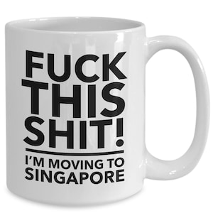 Moving to singapore - relocating to singapore gift - singapore mug - co-worker relocation present - immigration to singapore - moving awa...