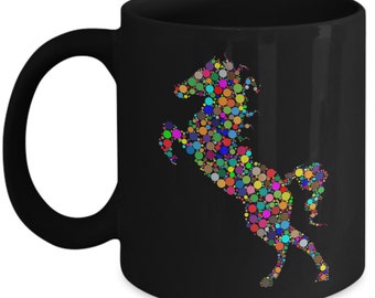Horse Gifts - Coffee Mug Colorful Pixel Ceramic - Gift for horse lover