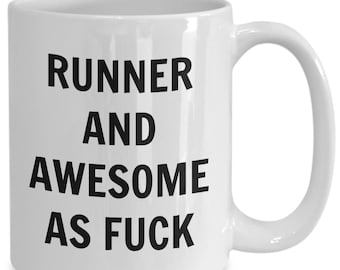 Runner mug - runner and awesome af - runner coffee mug - running gift - funny runner gift