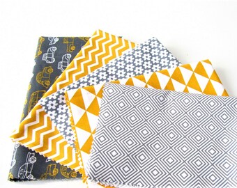 Bijenwasdoek oker en grijs, bee's wrap ocher and grey
