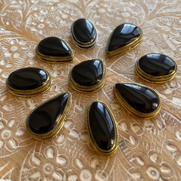 BLACK ONYX 9PIECES SALESGrooved Stone for Macrame. Loose Natural Gemstone for Handmade Macrame Jewelry. Rainuree. Ranurada