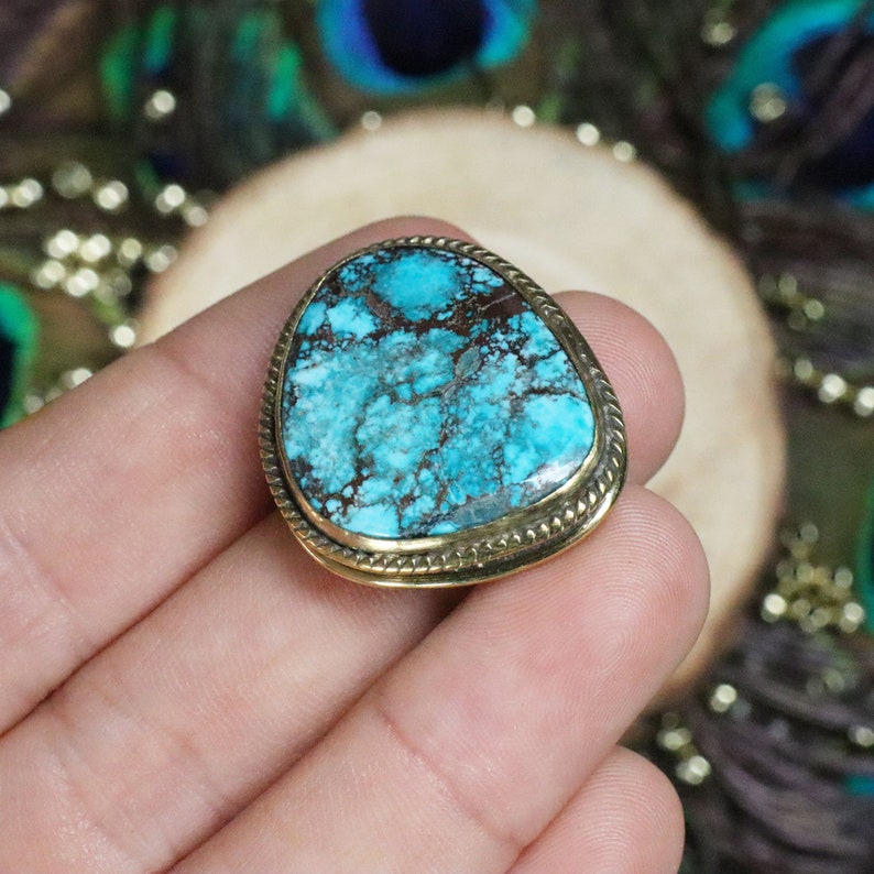 Rainuree Loose Natural Gemstone for Handmade Macrame Jewelry TURQUOISE Grooved Stone for Macrame Technique Slotted