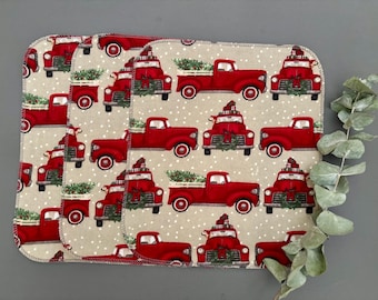 Christmas Truck Cotton Flannel Paperless Towels: 12 Pack Reusable Napkins