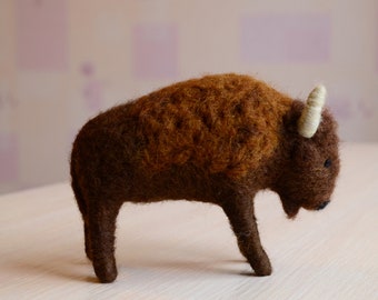 American bison Needle felted buffalo  Wool animals Felt   Needle felted animals  Waldorf toys