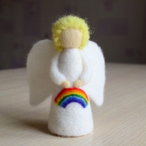 Wool angel doll Felt angel with raibow Guardian angels Needle felted angel figurine Stuffed angel Waldorf Angel statuette Stocking stuffer