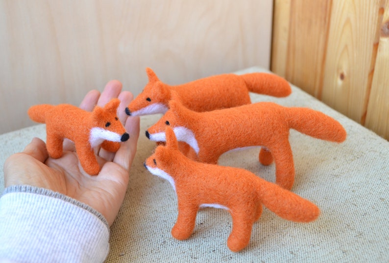 Fox family Soft needle fox toy Felted Waldorf animals image 5