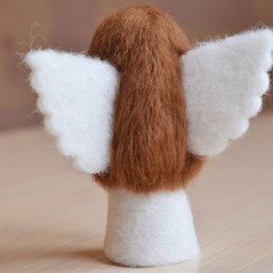 Felt angel doll Guardian angels Needle felted angel figurine Sunflower Wool toy Angel charm Angel with flower statuette toy soft sculpture image 3