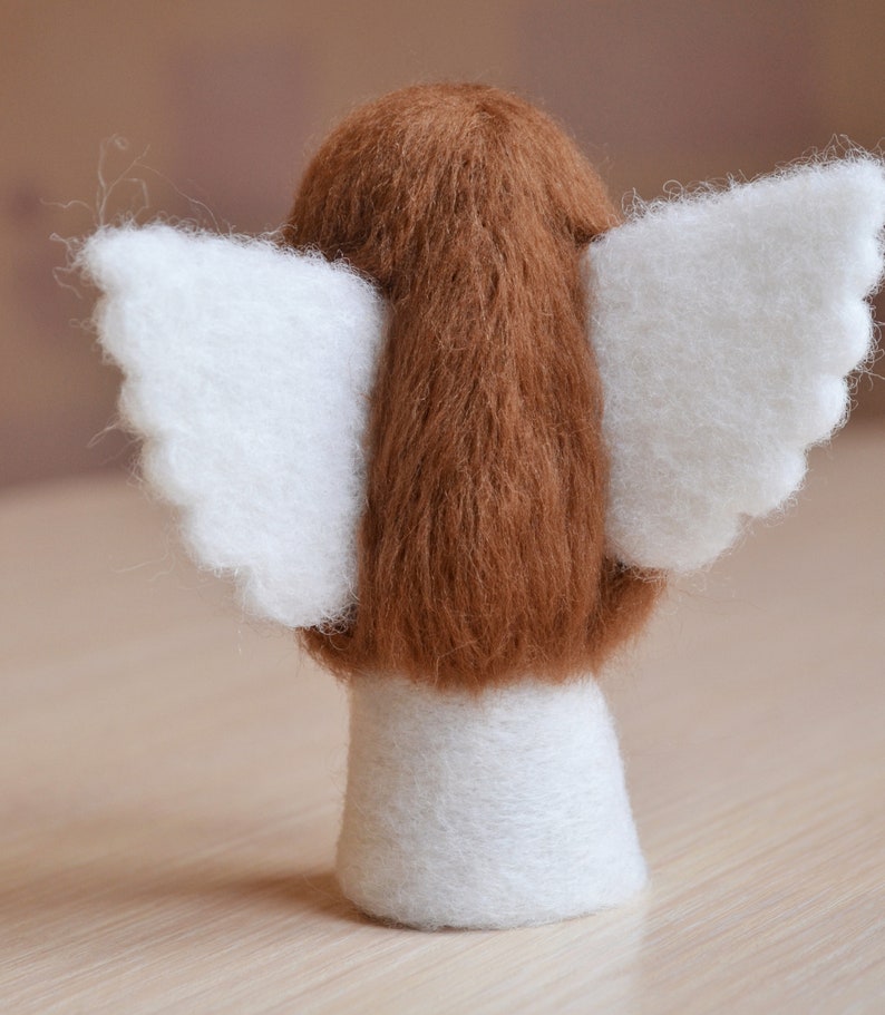 Felt angel doll Guardian angels Needle felted angel figurine Sunflower Wool toy Angel charm Angel with flower statuette toy soft sculpture image 3