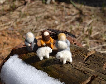 Shepherds and sheep miniature