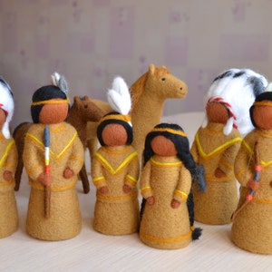 American Indians Needle felted doll  figurine Wool doll Felt people Soft toy Gift for girls Waldorf figure  dexterous Indians
