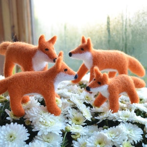 Fox family Soft needle fox toy Felted Waldorf animals image 3