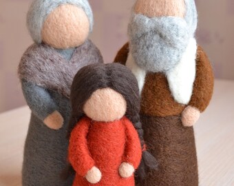 Gefilzte Wolle Opa und Oma Puppen, Waldorf Familie Figuren