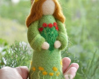 Summer girl in a green dress