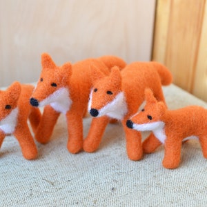 Fox family Soft needle fox toy Felted Waldorf animals image 1