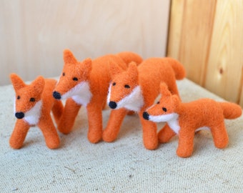 Fox family Soft needle fox toy Felted Waldorf animals