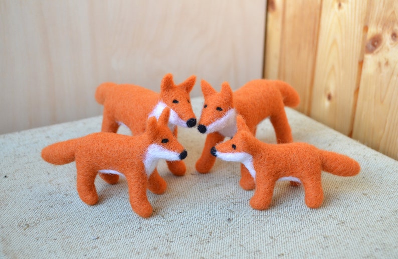 Fox family Soft needle fox toy Felted Waldorf animals image 2