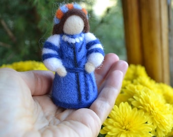 Wool Felt Doll: Handmade Folk Costume Amulet