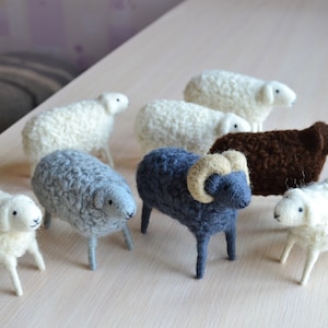 Felt sheep toу Needle felted animals Felt soft animals Felted sheeps White ship figurine Gift for kids handmade plaything Gift for children