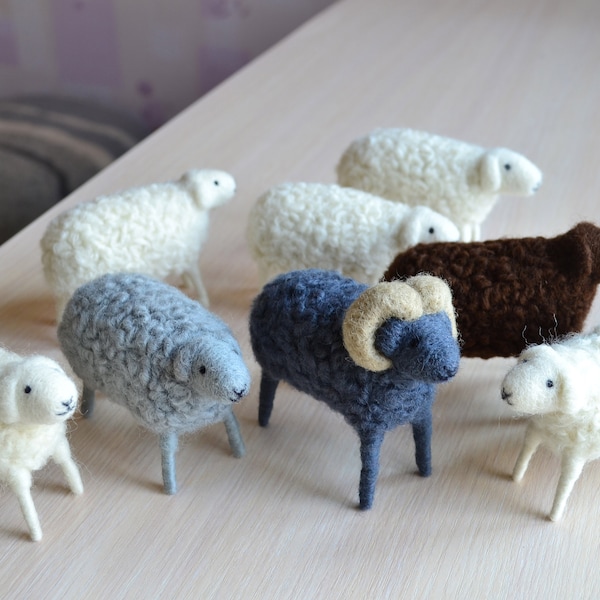 Felt sheep toу Needle felted animals Felt soft animals Felted sheeps White ship figurine Gift for kids handmade plaything Gift for children