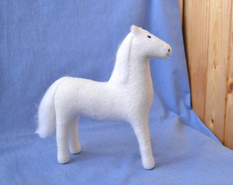 White Horse Figurine Felt Animals Toy