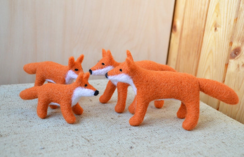 Fox family Soft needle fox toy Felted Waldorf animals image 7